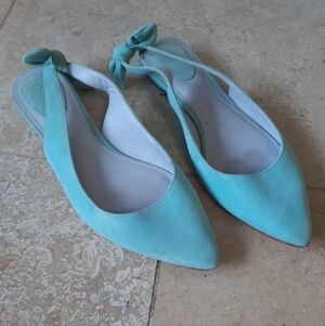 Johnston & Murphy Elegant Suede, Aqua Women's Slingback Flats